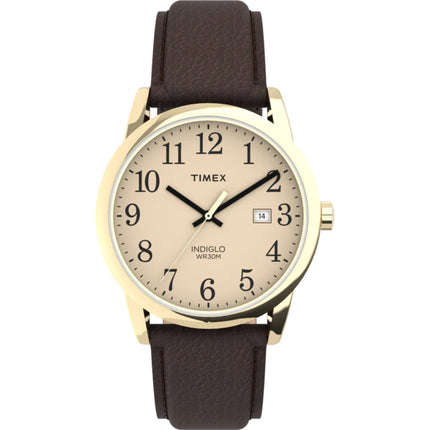 Timex Men's Watch - Easy Reader Quartz Cream Dial Brown Leather Strap Date | TW2P75800 ,