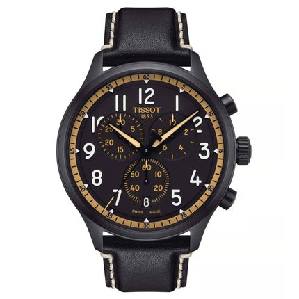 Tissot Men's Watch - T-Sport Quartz Chronograph Black Leather Strap | T1166173605202 ,