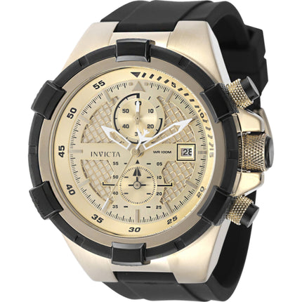 Invicta Men's Watch - Aviator Chronograph Gold Dial Black Silicone Strap | 50121 ,