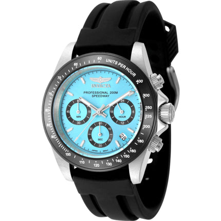 Invicta Men's Watch - Speedway Chrono Light Blue Dial Black Silicone Strap | 50490 ,