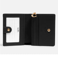 Coach Women's Snap Wallet - Bifold Refined Pebble Leather, Gold/Black | C2862 BLK ,