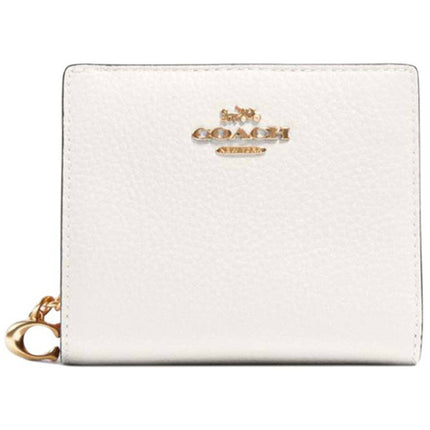 Coach Women's Snap Wallet - Bifold Refined Pebble Leather, Gold/Chalk | C2862 CHK ,