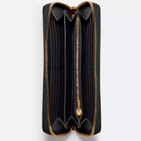 Coach Women's Wallet - Crossgrain Leather Long Zip Around, Gold/Black | C3441 BLK ,