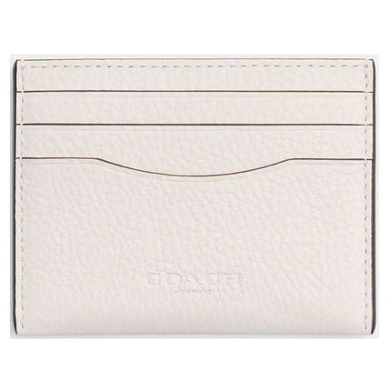 Coach Women's Card Case - Refined Pebble Leather Slim Id, Chalk | CP209 CHK ,