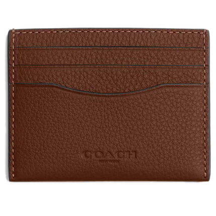 Coach Women's Card Case - Refined Pebble Leather Slim Id, Saddle | CP209 SADE ,