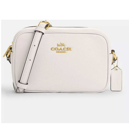 Coach Women's Camera Bag - Mini Jamie Refined Pebble Leather, Gold/Chalk | CQ875 CHK ,