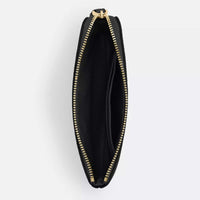 Coach Women's Wristlet - Crossgrain Leather Corner Zip, Gold/Black | CV396 BLK ,