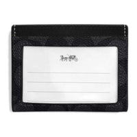 Coach Women's Card Case - Slim Id Signature Canvas, Charcoal/Black | CW366 BLK ,