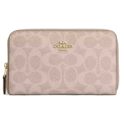 Coach Women's Zip Wallet - Signature Canvas Medium Id, Gold/Sand/Chalk | CW781 SD CHK ,