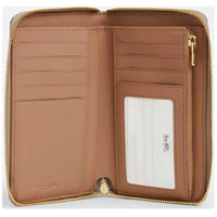 Coach Women's Zip Wallet - Signature Canvas Medium Id, Gold/Sand/Chalk | CW781 SD CHK ,