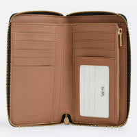 Coach Women's Zip Wallet - Signature Canvas Medium Id Gold/Walnut/Black | CW781 BLK ,