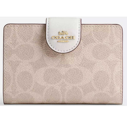 Coach Women's Zip Wallet - Medium Corner Canvas, Gold/Sand/Chalk | CW786 SD CHK ,