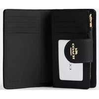 Coach Women's Zip Wallet - Medium Corner Canvas, Gold/Walnut/Black | CW786 BLK ,