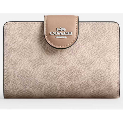 Coach Women's Zip Wallet - Medium Corner Canvas, Silver/Sand/Taupe | CW786 TAE ,