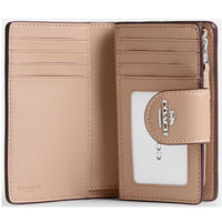 Coach Women's Zip Wallet - Medium Corner Canvas, Silver/Sand/Taupe | CW786 TAE ,