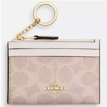 Coach Women's Id Case - Mini Skinny Signature Canvas, Gold/Sand/Chalk | CW870 SD CHK ,