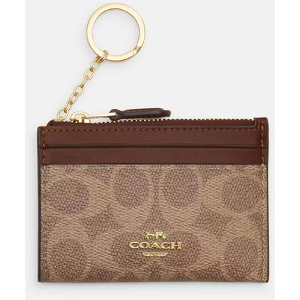 Coach Women's Id Case - Mini Skinny Signature Canvas, Gold/Tan/Brown | CW870 BRN ,