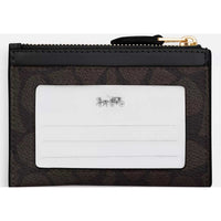 Coach Women's Id Case - Mini Skinny Signature Canvas, Gold/Walnut/Black | CW870 WT BLK ,