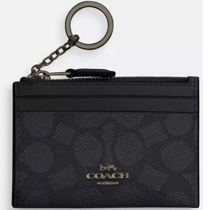 Coach Women's Id Case - Mini Skinny Canvas, Gunmetal/Charcoal/Black | CW870 CL BLK ,
