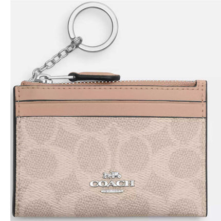 Coach Women's Id Case - Mini Skinny Signature Canvas, Silver/Sand/Taupe | CW870 TAE ,