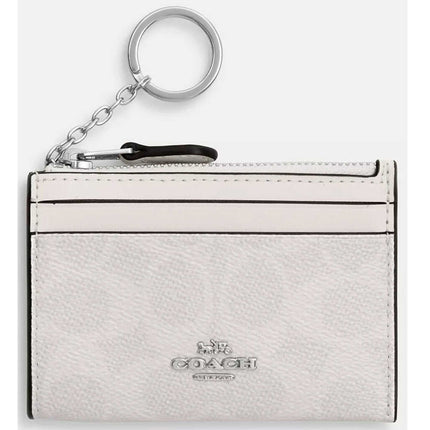 Coach Women's Id Case - Mini Skinny Signature Canvas, Silver/White/Chalk | CW870 WH CHK ,
