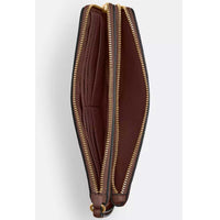 Coach Women's Wallet - Double Zip Signature Canvas, Gold/Tan/Brown | CX161 BRN ,