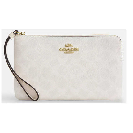 Coach Women's Wristlet - Large Corner Signature Canvas, Gold/White/Chalk | CZ277 CHK ,