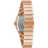 Bulova Women's Watch - Gemini Quartz Black Dial Rose Gold Bracelet Diamond | 97P158 ,