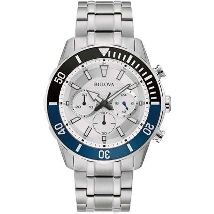 Bulova Men's Watch - Quartz Chronograph Silver Dial Stainless Steel Bracelet | 98A257 ,