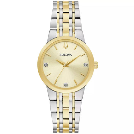 Bulova Women's Watch - Diamond Accent Gold Tone Dial Steel Bracelet Quartz | 98P224 ,