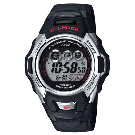 Casio Men's G-Shock Tough Solar Atomic Grey Dial Black Rubber Strap Alarm Digital Dive Watch | GWM500A-1 ,