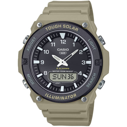 Casio Men's Watch - World Time Black Analog-Digital Dial Beige Strap | AQ-S820W-5AVCF ,