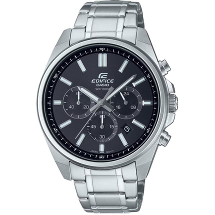 Casio Men's Watch - Edifice Chrono Black Dial Silver Steel Bracelet | EFV-650D-1AVCR ,