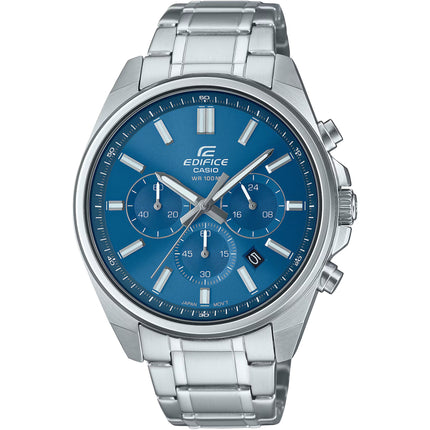 Casio Men's Watch - Edifice Chrono Blue Dial Silver Steel Bracelet | EFV-650D-2AVCR ,