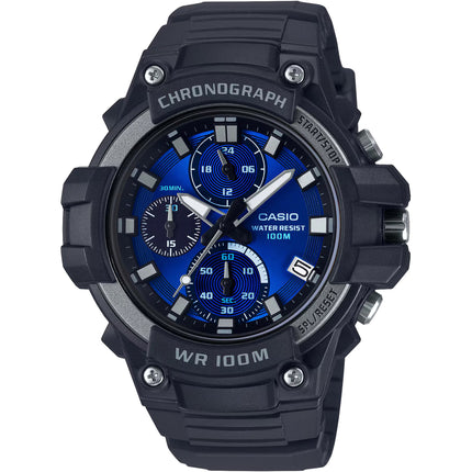Casio Men's Watch - Quartz Chronograph Blue Dial Black Resin Strap | MCW-110H-2A2VCF ,