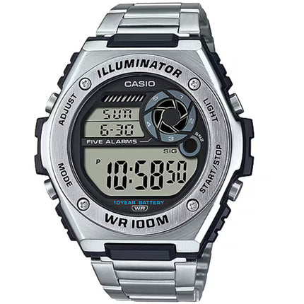 Casio Men's Watch - Digital Dial Silver Stainless Steel Bracelet | MWD-100HD-1AVCF ,