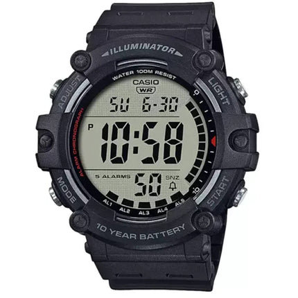 Casio Unisex Watch - Dual Time Alarm Chronograph Black Resin Strap | AE-1500WH-1AVCF ,
