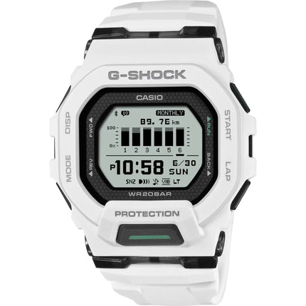 Casio Unisex Digital Watch - G-Shock Alarm World Time White Resin Strap | GBD-200-7CR ,