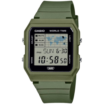 Casio Unisex Digital Watch - Alarm World Time WR Grey Dial Green Strap | LF-30W-3ACF ,