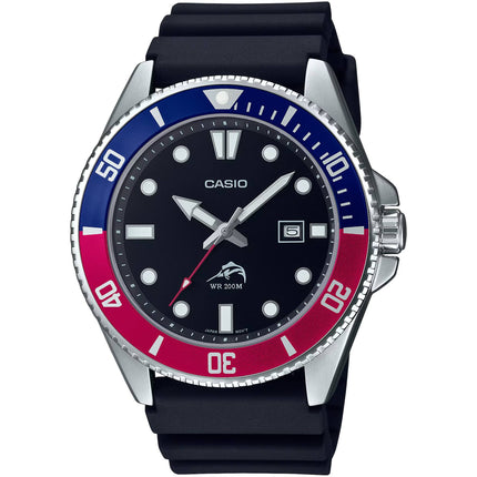 Casio Unisex Dive Watch - Quartz Silver Case Black Dial Resin Strap | MDV-106B-1A2VCF ,