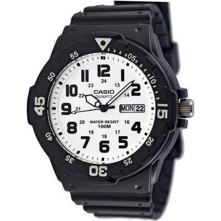 Casio Men's Watch - Quartz Day Date White Dial Black Resin Strap | MRW-200H-7BVCF ,