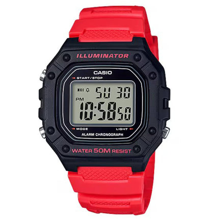Casio Men's Digital Watch - Quartz Chronograph Grey Dial Resin Strap | W-218H-4BVCF ,