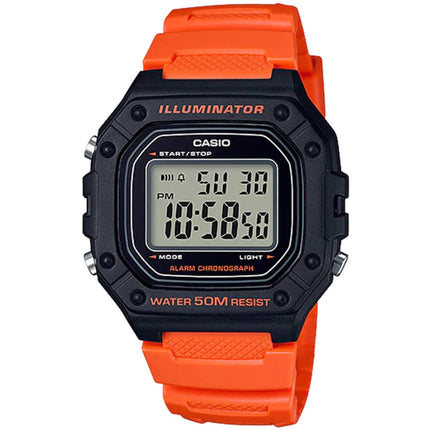 Casio Men's Digital Watch - Quartz Alarm Chronograph Red Resin Strap W-218H-4B2VCF ,