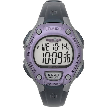 Timex Women's Watch - Ironman Triathlon Grey and Lilac Case Black Strap | T5K4109J ,