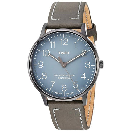Timex Unisex Watch - The Waterbury Quartz Grey Dial Leather Strap | TW2P96000VQ ,