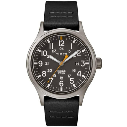 Timex Men's Watch - Allied Quartz Grey Dial Black Leather Strap | TW2R46500VQ ,