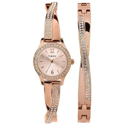 Timex Women's Watch and Bracelet Set - Trend Rose Gold Dial Quartz | TW2T57900JI ,