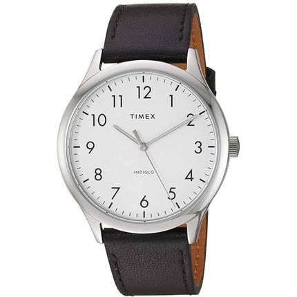 Timex Men's Watch - Easy Reader Quartz White Dial Black Leather Strap | TW2T718009J ,