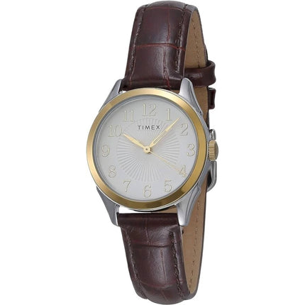 Timex Women's Watch - Briarwood Quartz White Dial Brown Leather Strap | TW2U681009J ,