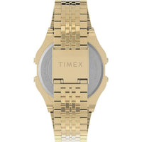Timex Unisex Watch - T80 Alarm Grey Digital Dial Yellow Gold Bracelet | TW2U93500YB ,